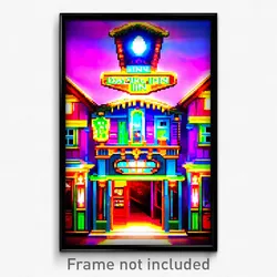 Pixel Art Poster - Dazzling Inn (8 Bit Psychedelic Trippy Video Game Print)