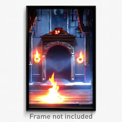 Pixel Art Poster - Haunted Hearth (8 Bit Psychedelic Trippy Video Game Print)