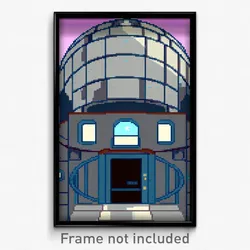 Pixel Art Poster - Animated Observatory (8 Bit Psychedelic Video Game Print)