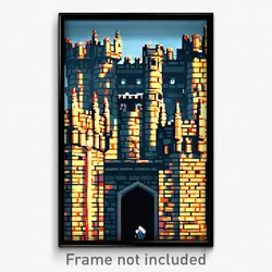 Pixel Art Poster - Tremendous Battlements (8 Bit Psychedelic Video Game Print)