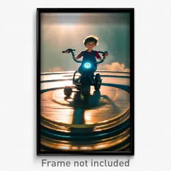 Pixel Art Poster - Heavenly Wheels (8 Bit Psychedelic Trippy Video Game Print)