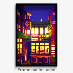 Pixel Art Poster - Mellow Tavern (8 Bit Psychedelic Trippy Video Game Print)