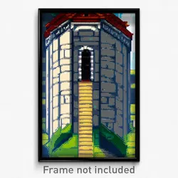 Pixel Art Poster - Meek Battlements (8 Bit Psychedelic Trippy Video Game Print)