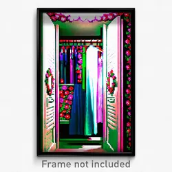 Pixel Art Poster - Flowery Closet (8 Bit Psychedelic Trippy Video Game Print)