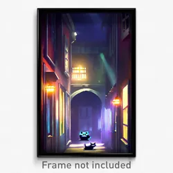 Pixel Art Poster - Mysterious Mews (8 Bit Psychedelic Trippy Video Game Print)