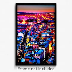 Pixel Art Poster - Incredible French City (8 Bit Psychedelic Video Game Print)