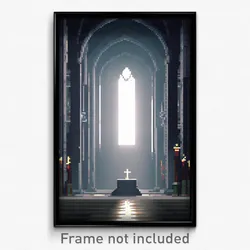Pixel Art Poster - Dark Cathedral (8 Bit Psychedelic Trippy Video Game Print)