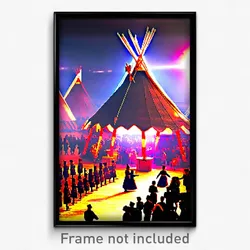 Pixel Art Poster - Bustling Tepee (8 Bit Psychedelic Trippy Video Game Print)