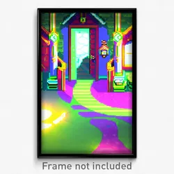 Pixel Art Poster - Squiggly Manor (8 Bit Psychedelic Trippy Video Game Print)