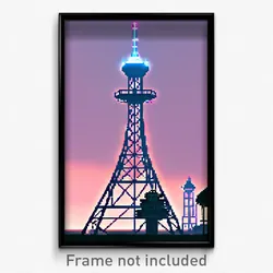 Pixel Art Poster - Energetic Tower (8 Bit Psychedelic Trippy Video Game Print)