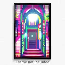 Pixel Art Poster - Anime Like Entrance (8 Bit Psychedelic Video Game Print)