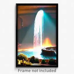 Pixel Art Poster - Round Waterfall (8 Bit Psychedelic Trippy Video Game Print)