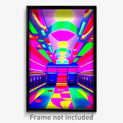 Pixel Art Poster - Vibrant Landing (8 Bit Psychedelic Trippy Video Game Print)