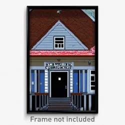 Pixel Art Poster - Vacant Counting House (8 Bit Psychedelic Video Game Print)