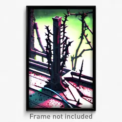 Pixel Art Poster - Thorny Resting Place (8 Bit Psychedelic Video Game Print)