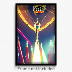 Pixel Art Poster - Tall Crown (8 Bit Psychedelic Trippy Weird Video Game Print)