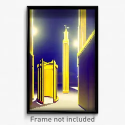 Pixel Art Poster - Yellow Scriptorium (8 Bit Psychedelic Video Game Print)