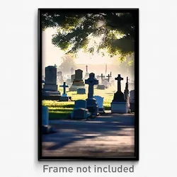 Pixel Art Poster - Stupendous Cemetery (8 Bit Psychedelic Video Game Print)
