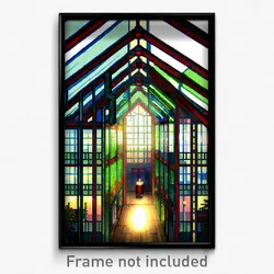 Pixel Art Poster - Glass Longhouse (8 Bit Psychedelic Trippy Video Game Print)
