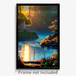Pixel Art Poster - Hidden Pond (8 Bit Psychedelic Trippy Weird Video Game Print)