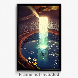 Pixel Art Poster - Realistic Watering Hole (8 Bit Psychedelic Video Game Print)