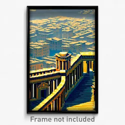 Pixel Art Poster - Thick Acropolis (8 Bit Psychedelic Trippy Video Game Print)