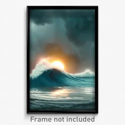 Pixel Art Poster - Gloomy Tsunami (8 Bit Psychedelic Trippy Video Game Print)