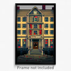 Pixel Art Poster - Creepy Counting House (8 Bit Psychedelic Video Game Print)