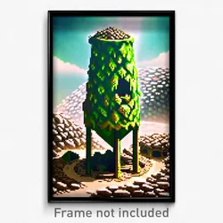 Pixel Art Poster - Slimy Granary (8 Bit Psychedelic Trippy Video Game Print)