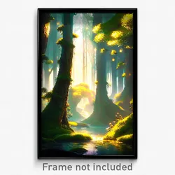 Pixel Art Poster - Enchanted Fells (8 Bit Psychedelic Trippy Video Game Print)