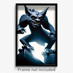 Pixel Art Poster - Awesome Gargoyle (8 Bit Psychedelic Trippy Video Game Print)