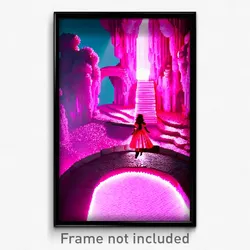 Pixel Art Poster - Pink Grotto (8 Bit Psychedelic Trippy Weird Video Game Print)