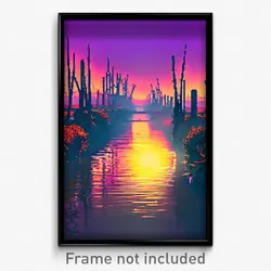 Pixel Art Poster - Thorny Canal (8 Bit Psychedelic Trippy Video Game Print)