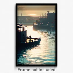 Pixel Art Poster - Imaginary Harbour (8 Bit Psychedelic Trippy Video Game Print)