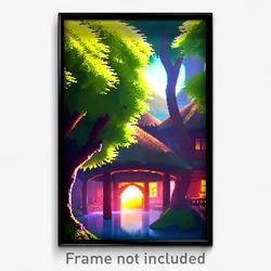 Pixel Art Poster - Unsightly Shire (8 Bit Psychedelic Trippy Video Game Print)