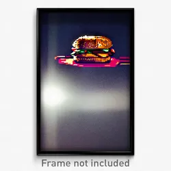 Pixel Art Poster - Dark Hamburger (8 Bit Psychedelic Trippy Video Game Print)