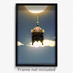 Pixel Art Poster - Flying Portcullis (8 Bit Psychedelic Trippy Video Game Print)