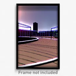 Pixel Art Poster - Digital Wire Frame Plaza (8 Bit Psychedelic Video Game Print)