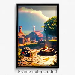 Pixel Art Poster - Rural Hearth (8 Bit Psychedelic Trippy Video Game Print)