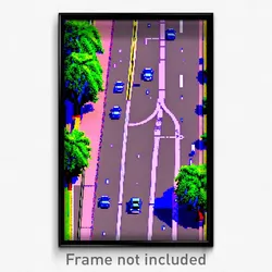 Pixel Art Poster - Gorgeous Intersection (8 Bit Psychedelic Video Game Print)
