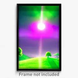Pixel Art Poster - Green Dreamscape (8 Bit Psychedelic Trippy Video Game Print)
