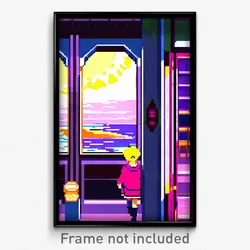 Pixel Art Poster - Anime Like Inlet (8 Bit Psychedelic Trippy Video Game Print)