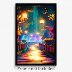 Pixel Art Poster - Enchanted Thoroughfare (8 Bit Psychedelic Video Game Print)