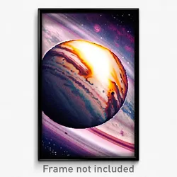 Pixel Art Poster - Dramatic Jupiter (8 Bit Psychedelic Trippy Video Game Print)