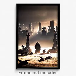 Pixel Art Poster - Mysterious Boneyard (8 Bit Psychedelic Video Game Print)