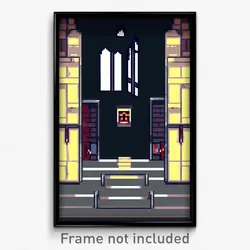 Pixel Art Poster - Rectangular Priory (8 Bit Psychedelic Video Game Print)