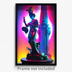 Pixel Art Poster - Flamboyant Statue (8 Bit Psychedelic Trippy Video Game Print)