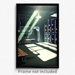 Pixel Art Poster - Shadowy Locker Room (8 Bit Psychedelic Video Game Print)