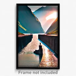 Pixel Art Poster - Concrete Fjord (8 Bit Psychedelic Trippy Video Game Print)