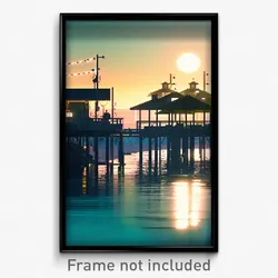 Pixel Art Poster - Electric Shore (8 Bit Psychedelic Trippy Video Game Print)